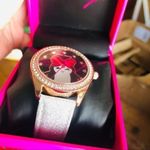 Betsey Johnson Crystal Penguin Watch Rose Gold Glitter Strap NWT Photo 5