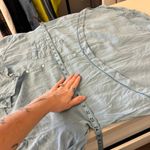 Free People  Blue Linen Cotton Collared Oversized Weekend Shirt Size Small Photo 9