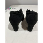Woman's Black Suede Size 11.5 Bo Ho Casual Comfort Block Heel Lace Up Shoe Photo 4
