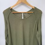 Monoreno Boho Waffle Knit Thermal Shirt Women Oversized Small Green Cotton Blend Photo 1