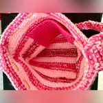 PINK Striped Crochet Shoulder Purse Photo 4