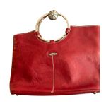 Cuoieria Fiorentina Red Leather Satchel Bag Round Handle Stylish Tote with strap Photo 0