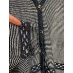 St. John Sport Blue White Knit Button Down Cardigan Jeweled Large Blue Photo 1