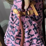 Dooney & Bourke LARGE Pink Logo Y2K inspired tote shoulder purse leather canvas Photo 4