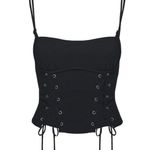 Princess Polly  Kiss and Tell Black Lace Up Top 6 Photo 1