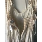 Lost + Wander  Women Tie Sleeve Checkered Midi Dress, Beige/White Size Medium NEW Photo 6