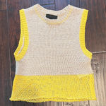 ZARA  Sleeveless Knit Sweater Top in Yellow and Tan - Size Medium Photo 0