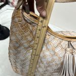 Patricia Nash White & Brown BRAIDED STITCH Leather MARCELLINA Hobo Bag Photo 8