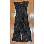 Donna Ricco  Embroidered Black Gold Lace Jumpsuit Size 2 Wedding Guest Fancy Photo 5