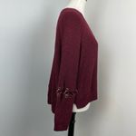LF Seek the Label Burgundy Cutout Sleeve Chunky Knit Oversized Sweater Small Photo 2