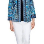 Joan Rivers  Perfect Paisley knit open front jacket with 3/4 sleeves Photo 0