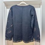 Talbots XL Black Floral Embroidered Sweater Knit Pullover Photo 3