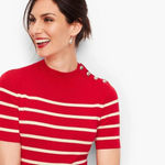 Talbots ‎ Mockneck Button Shoulder Striped Sweater Size Large Photo 1