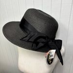 Scala  Wide edge Black Ribbon-Trimmed Sun Straw Hat,  
One Size‎  NEW Photo 0
