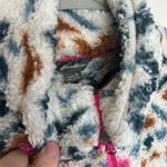 Eddie Bauer Small Pink Brown & White Fleece Quarter Zip Pullover Sweater Photo 1