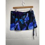 White Fox Boutique NEW White Fox Taking Flight Mini Skirt Blue Butterflies Black Side Ties Large Photo 5