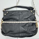 B Makowsky Genuine Black Leather Tote Large Shoulder Bag Purse Gold Hardware Photo 12