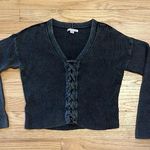 American Eagle cropped waist flare sleeve braided sweater Photo 0