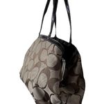 Coach Khaki and Mahogany Stripe Signature Kisslock Carryall Bag F19190 Photo 3