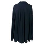 Free People  Oversized Slouchy Studded Waffle Knit Button Down Shirt Black Large Photo 11