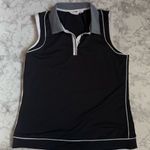 Lady Hagen  Sleeveless Black Polo Shirt with White Trim Photo 0