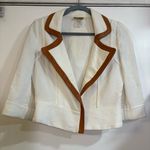 Graeme Black Vintage Jacket Blazer Cream Bone Leather Trim Tan M Coastal Career Size M Photo 0