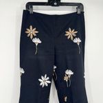 Worth Black Embroidered Floral Wide Leg Pants 6 Bobo Hippie Festival Vacation Photo 1