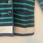 Banana Republic  navy blue and green striped nautical knit blazer size small Photo 13