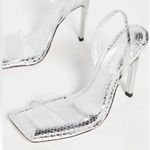 Good American  Silver Snake Lucite Sandals US 10 NIB Photo 1