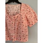 Levi's Levi’s Simone Pink Floral Button Front Short Sleeve Cropped Blouse Size XS Photo 3