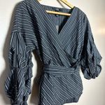 Streetwear Society SALE! Black Boutique Striped Wrap Blouse Size S NWT 2 Photo 2