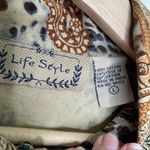 Vintage Life Style Paisley Animal Print Beaded Women's Jacket Large L Tan Photo 5