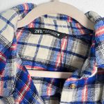 ZARA  Women’s Plaid Flannel Button Front Shirt Mini‎ Dress Medium Photo 7