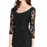 Diane Von Furstenberg DVF Zarita Black Scalloped Lace Scoop Neck Dress Size 8 Medium Photo 10