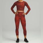 Lululemon Wunder Train High-Rise Crop 23" Denim Wash Print Autumn Red Black Photo 2