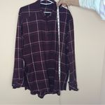 Paige  Joss Oversized Plaid long sleeve button up shirt maroon women’s size large Photo 6