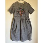 Polagram  floral embroidered 100% cotton striped midi dress sz S cottage boho whi Photo 2