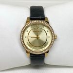 EXPRESS women gold tone watch rhinestones 31mm round case quartz analog running Photo 0