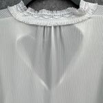 ZARA  Blouse Womens S White Pleated 3/4 Bell Sleeve Fringe V Neck Semi Sheer Top Photo 4