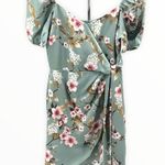 If By Sea Puff Sleeve Mint Floral Side Tie Dress size Small Photo 2