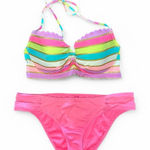 Victoria's Secret Victoria’s Secret Pink Striped Bikini Set 32D Photo 0