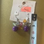 Women’s Vintage Purple and Multicolor Beaded Earrings, Hook Backing Photo 3