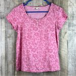 Carolyn Taylor Small Short Sleeve Scoop Neck Floral Pink Top Photo 0