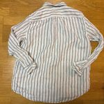 Quince  Black Striped European Linen Long Sleeve Preppy Coastal Fisherman Shirt L Photo 4