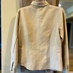 Faux Suede Button Down Front Shirt Blouse Lemon Grass Womens S Tan Lightweight Photo 13