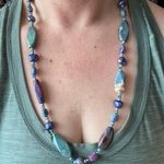 Vintage Perfectly Pastel Purple Natural Stone Beaded Necklace Toggle Clasp 27” Photo 8