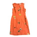 90s Casual Corner‎ Sleeveless 100% Silk Orange Sheath Dress Floral Retro Mini Size 2 Photo 4