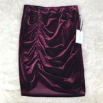 1. State  Burgundy Velvet Mini Skirt Pencil Ruched Red Purple Size XS Large‎ New Photo 4