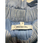 Tularosa Lana Midi Dress L Blue Stripe Embroidered Off Shoulder Tiered Tassel Photo 4