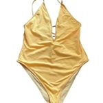 Yellow Beachy Cut Out Plunge One Piece Adjustable Straps Swimming Suit Sz M/L Size M Photo 4